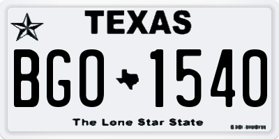 TX license plate BGO1540