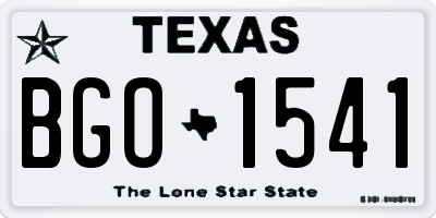 TX license plate BGO1541