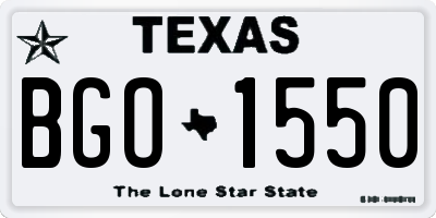 TX license plate BGO1550