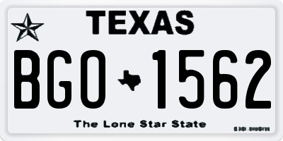 TX license plate BGO1562