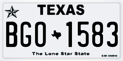 TX license plate BGO1583