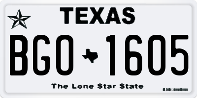 TX license plate BGO1605