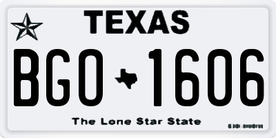 TX license plate BGO1606