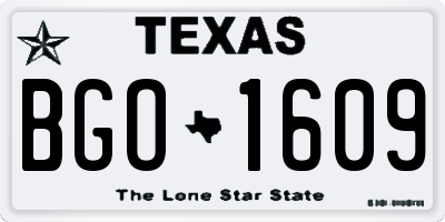 TX license plate BGO1609