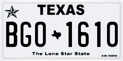 TX license plate BGO1610