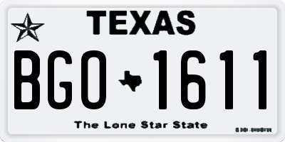 TX license plate BGO1611
