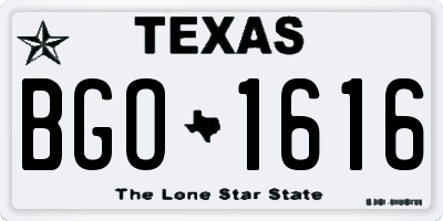 TX license plate BGO1616