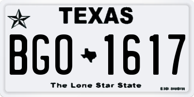 TX license plate BGO1617
