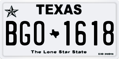 TX license plate BGO1618
