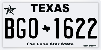 TX license plate BGO1622