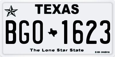 TX license plate BGO1623