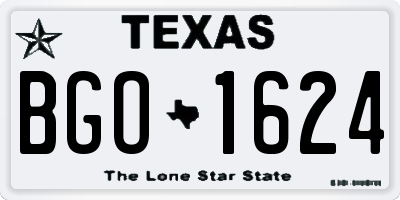 TX license plate BGO1624