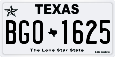 TX license plate BGO1625