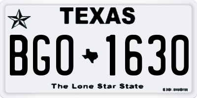 TX license plate BGO1630