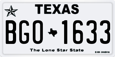 TX license plate BGO1633