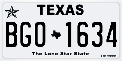 TX license plate BGO1634