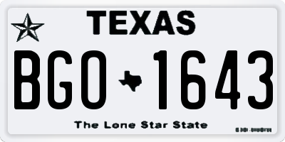 TX license plate BGO1643