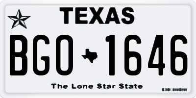TX license plate BGO1646