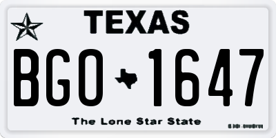TX license plate BGO1647