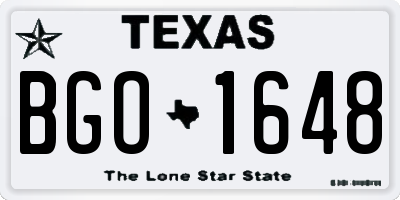 TX license plate BGO1648
