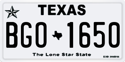 TX license plate BGO1650