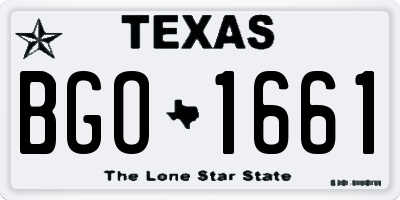 TX license plate BGO1661