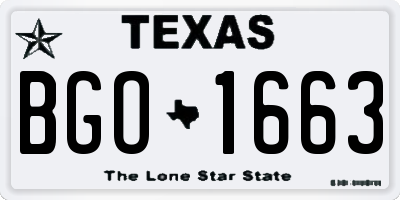 TX license plate BGO1663