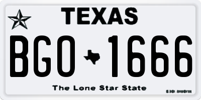 TX license plate BGO1666