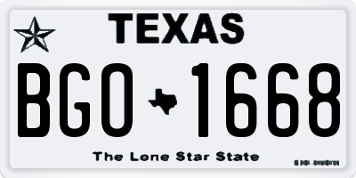 TX license plate BGO1668