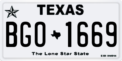 TX license plate BGO1669