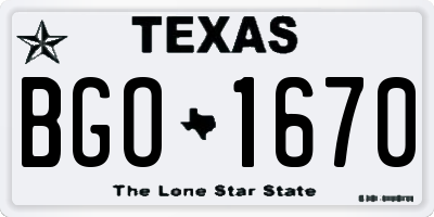 TX license plate BGO1670