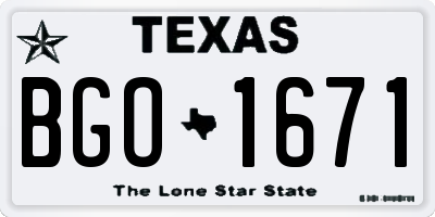 TX license plate BGO1671