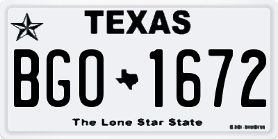 TX license plate BGO1672
