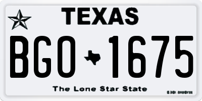 TX license plate BGO1675