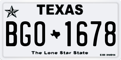 TX license plate BGO1678