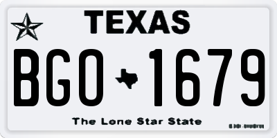 TX license plate BGO1679