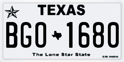 TX license plate BGO1680