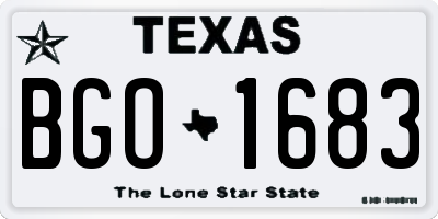 TX license plate BGO1683