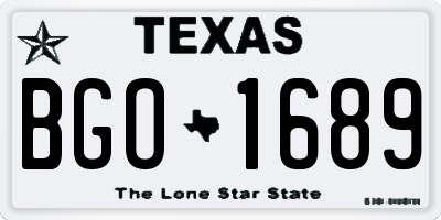 TX license plate BGO1689