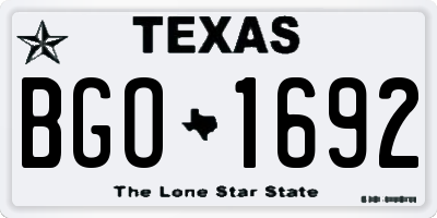 TX license plate BGO1692