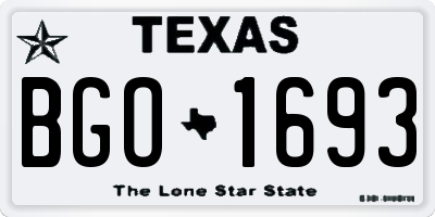 TX license plate BGO1693