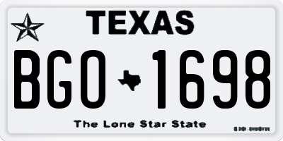 TX license plate BGO1698