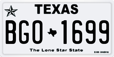 TX license plate BGO1699