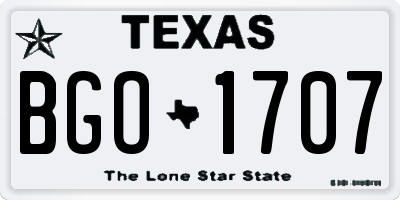 TX license plate BGO1707