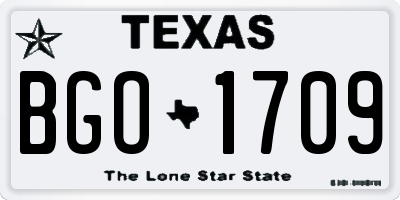 TX license plate BGO1709