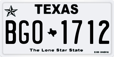 TX license plate BGO1712
