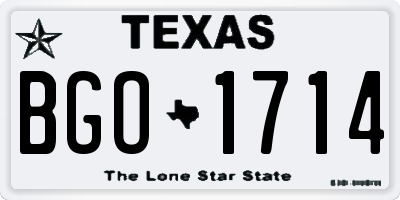 TX license plate BGO1714