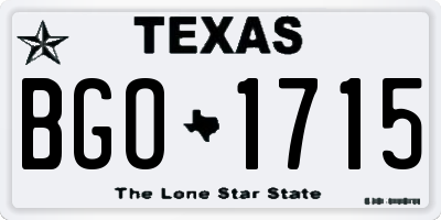 TX license plate BGO1715