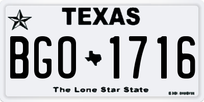 TX license plate BGO1716