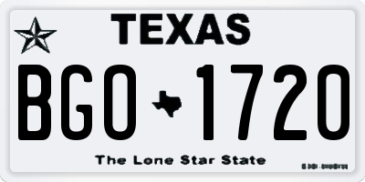 TX license plate BGO1720